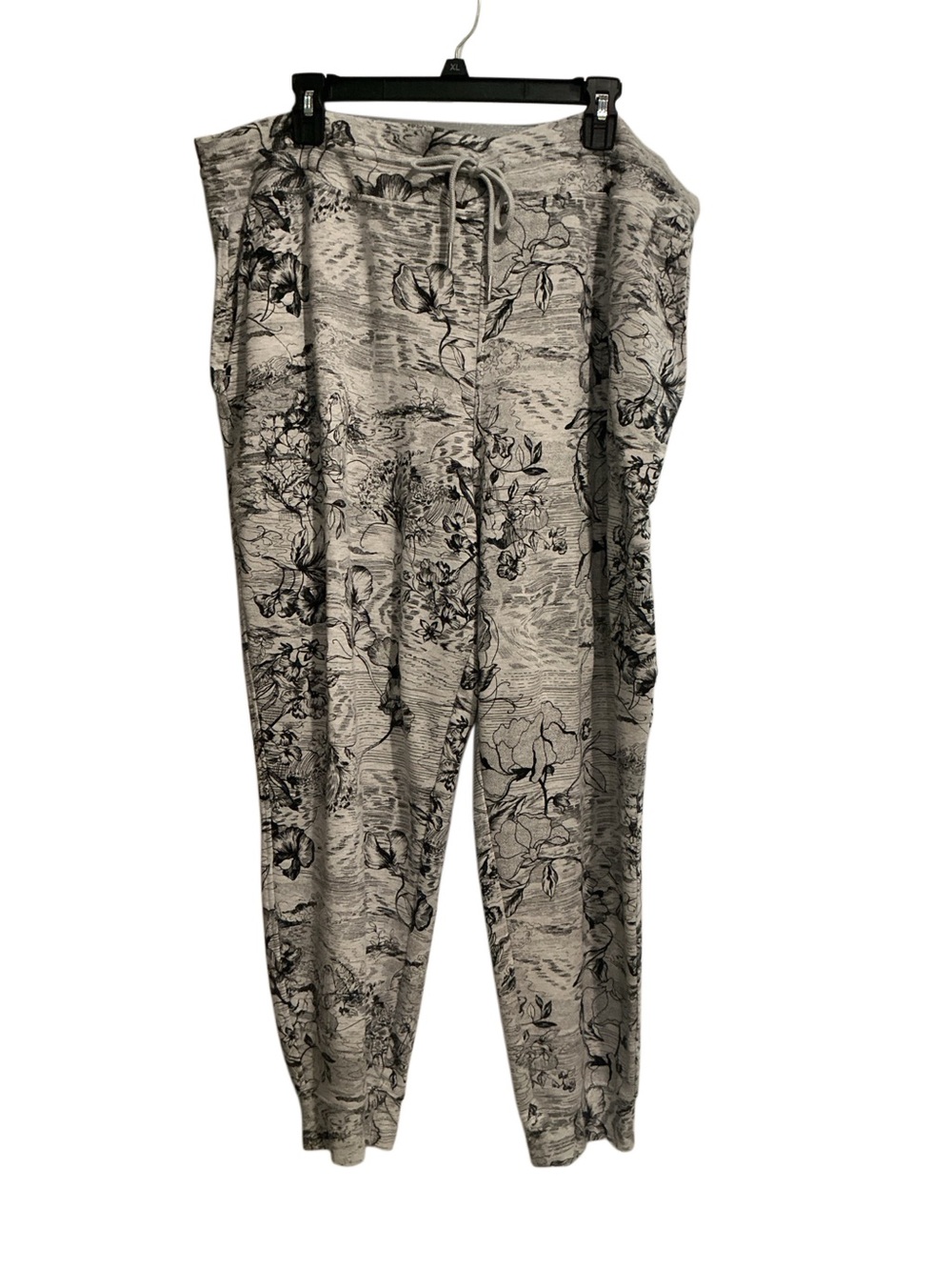 Athleta Balance Jogger Pants Floral Print Black White Athleisure